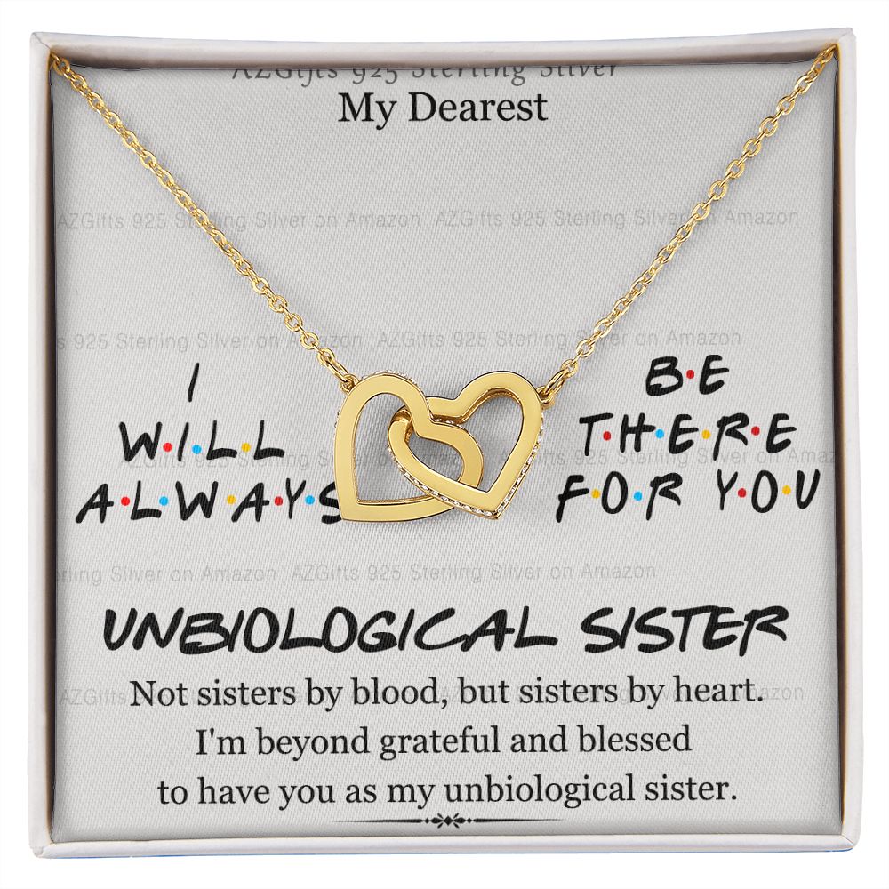 To My Unbiological Sister Necklace Pendant Gift for Soul Sister Unbiological Sister Gift for Women Girls My Unbiological Sister Jewelry Birthday Gift Idea 301 Interlocking Hearts Necklace