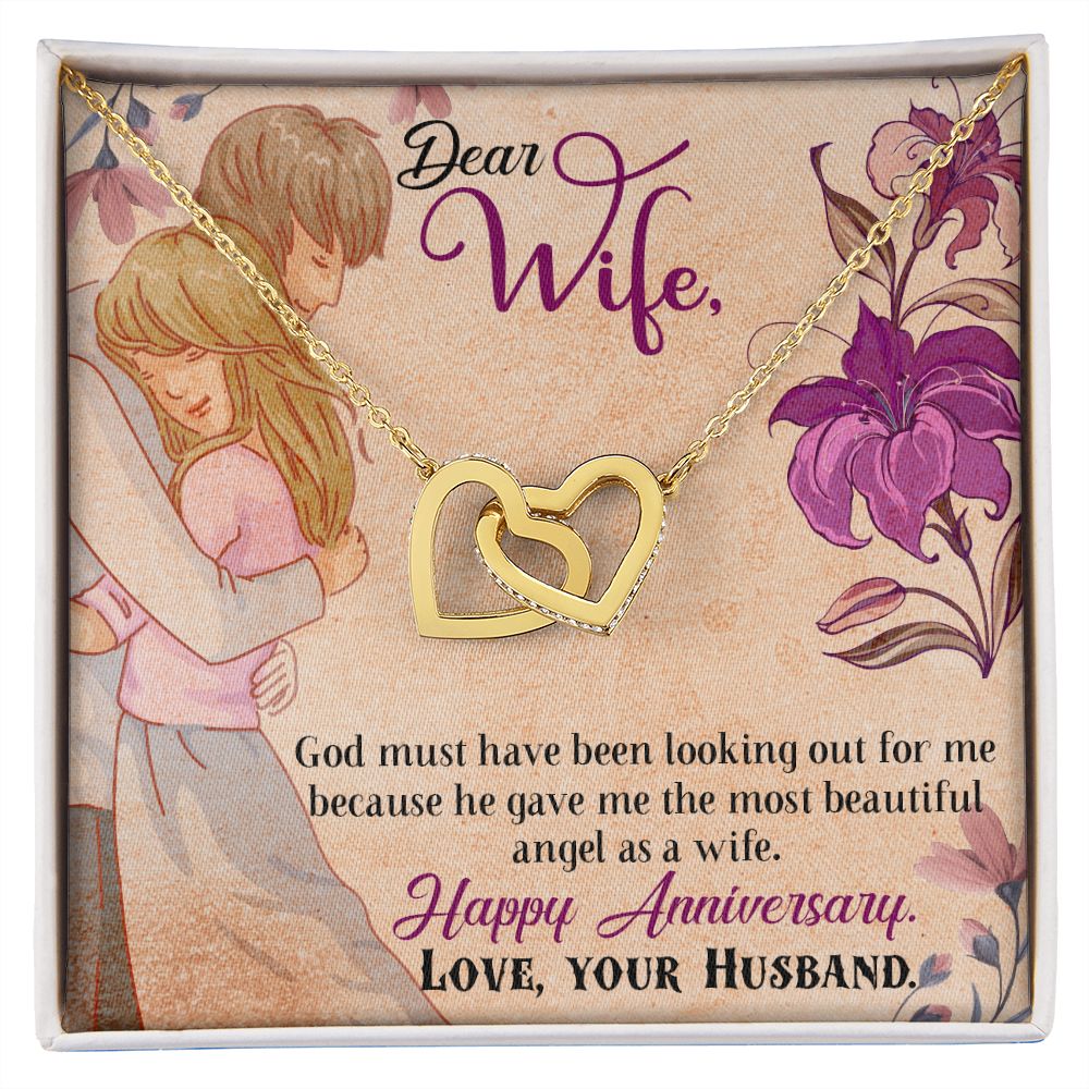 To My Wife Necklace, Wedding Anniversary Jewelry For Women, Necklace For Wife from Husband, Gift For Wife Birthday Gifts From Husband Necklace, Jewelry With Message Card In A Gift Box7 Interlocking Hearts Necklace