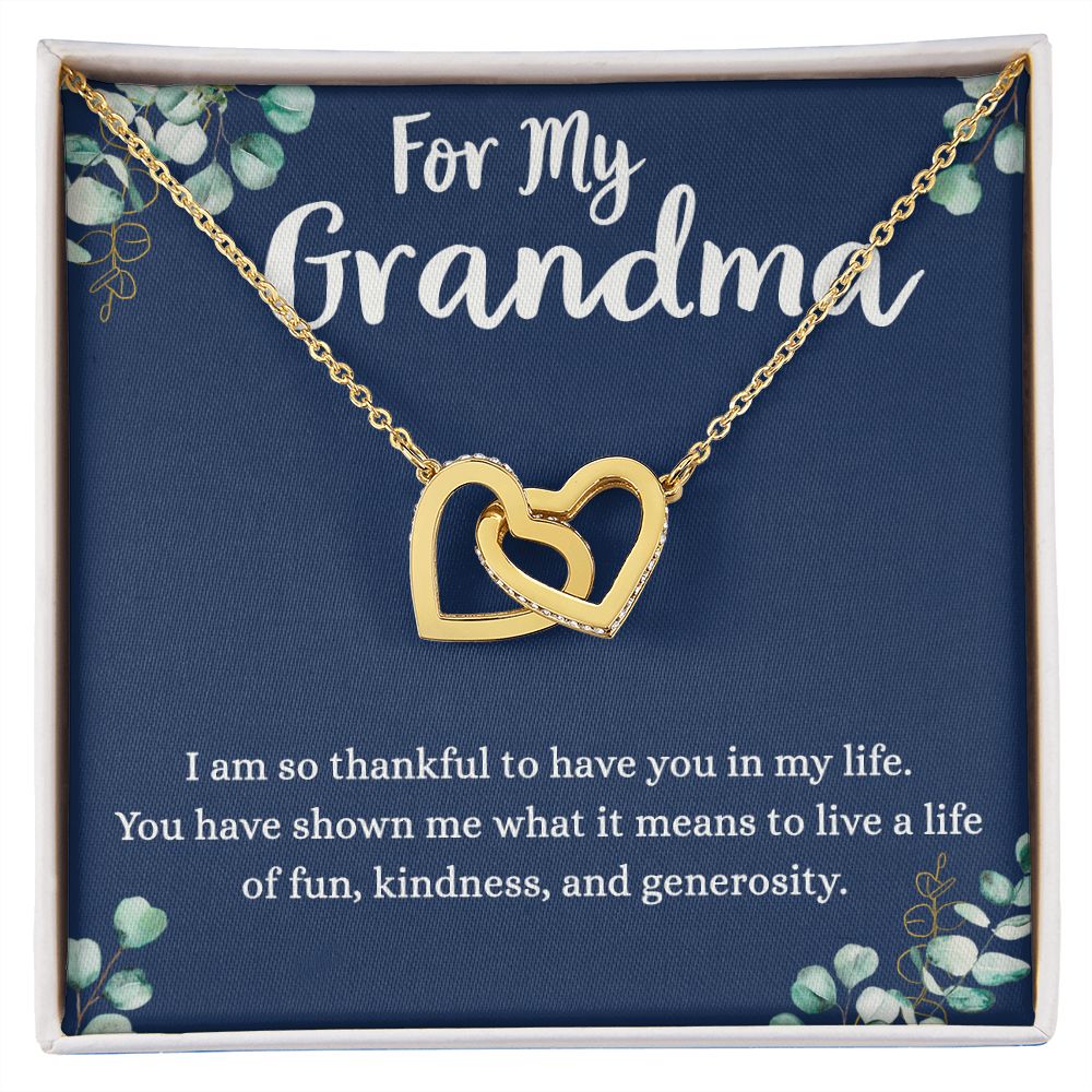 To My Grandma Necklace, Gift for Grandmother Necklace, Mothers Day Gift For Grandma Nana, Grandma Jewelry From Grandchildren GrandKids , Jewelry Box Gift For Grandma Grandmother4 Interlocking Hearts Necklace