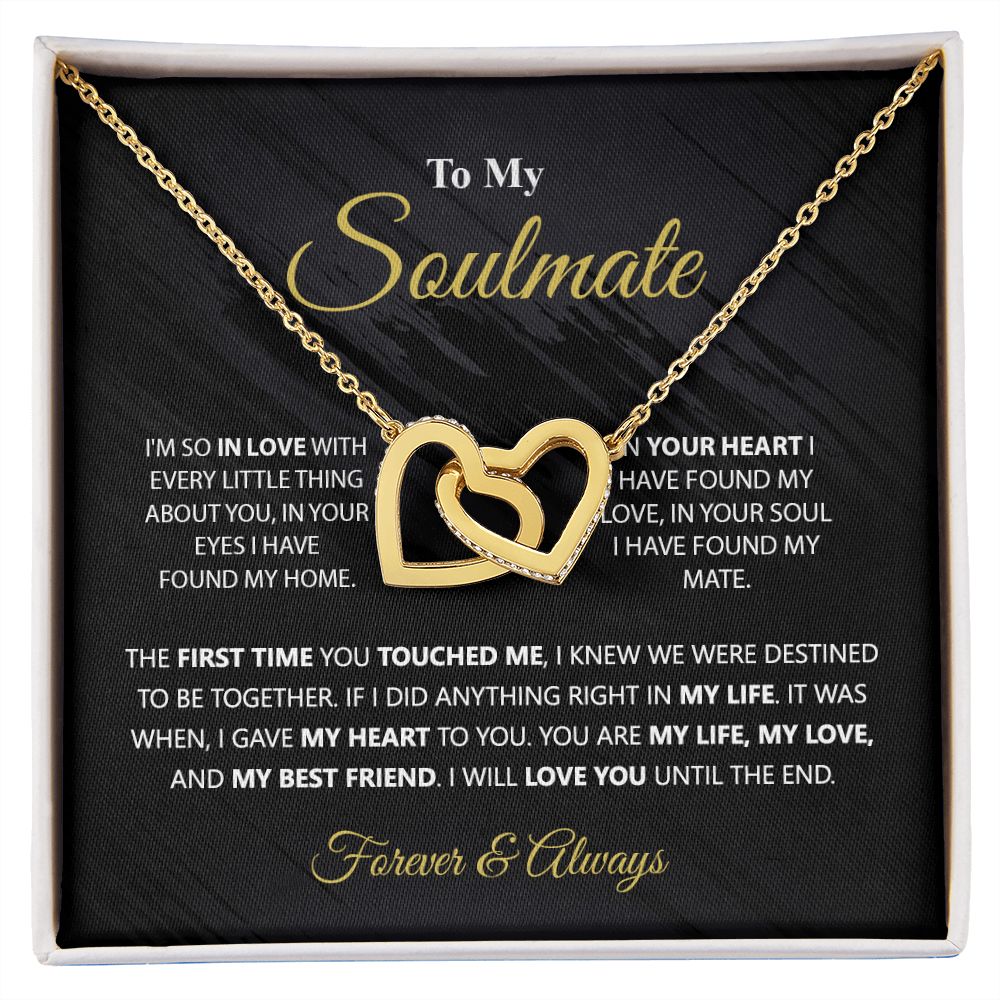 To My Soulmate Necklace for Women Birthday Christmas Jewelry Gifts For My Wife with Message Card Box Personalized Gift Present Pendant for Future Wife Soulmate Girlfriend Love 1 Interlocking Hearts Necklace