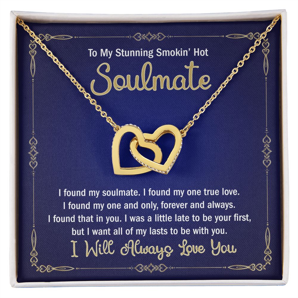 To My Smokin Hot Soulmate Necklace - Wife Gifts From Husband To My Wife Necklace, Gift for Her Romantic, Girlfriend Gifts Necklace for Wife from Men Includes Message Card and Gift Box 6 Interlocking Hearts Necklace