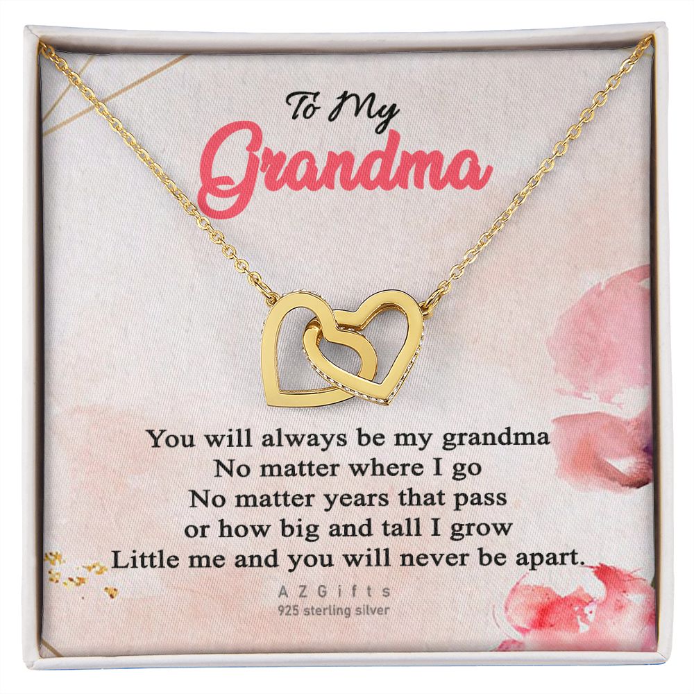 To My Grandma Necklace, Gift for Grandmother Necklace, Mothers Day Gift For Grandma Nana, Grandma Jewelry From Grandchildren GrandKids , Jewelry Box Gift For Grandma Grandmother13 Interlocking Hearts Necklace