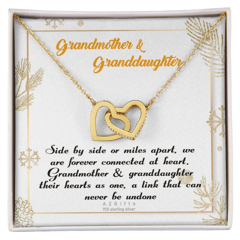 To My Grandma Necklace, Gift for Grandmother Necklace, Mothers Day Gift For Grandma Nana, Grandma Jewelry From Grandchildren GrandKids , Jewelry Box Gift For Grandma Grandmother14 Interlocking Hearts Necklace