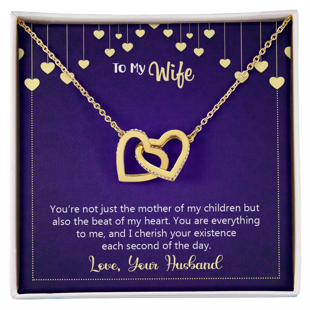 To My Wife Necklace, Wedding Anniversary Jewelry For Women, Necklace For Wife from Husband, Gift For Wife Birthday Gifts From Husband Necklace, Jewelry With Message Card In A Gift Box10 Interlocking Hearts Necklace