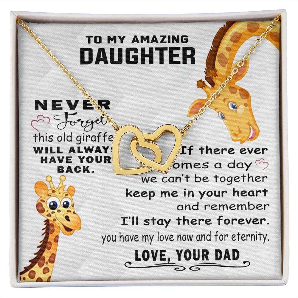 Jewelry Pendant Present for Daughter, To My Daughter Gift Necklace from Mom, Mother Daughter Gift Ideas, Birthday Christmas Gift Graduation Gifts for Daughters, Mother and Daughter Necklace 18 Interlocking Hearts Necklace