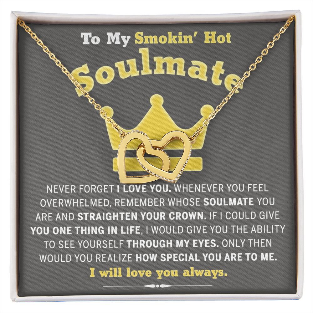 To My Soulmate Necklace for Women Birthday Valentines Day Jewelry Gifts For My Wife with Message Card Box Personalized Gift Present Pendant for Future Wife Soulmate Girlfriend Love 8 Interlocking Hearts Necklace