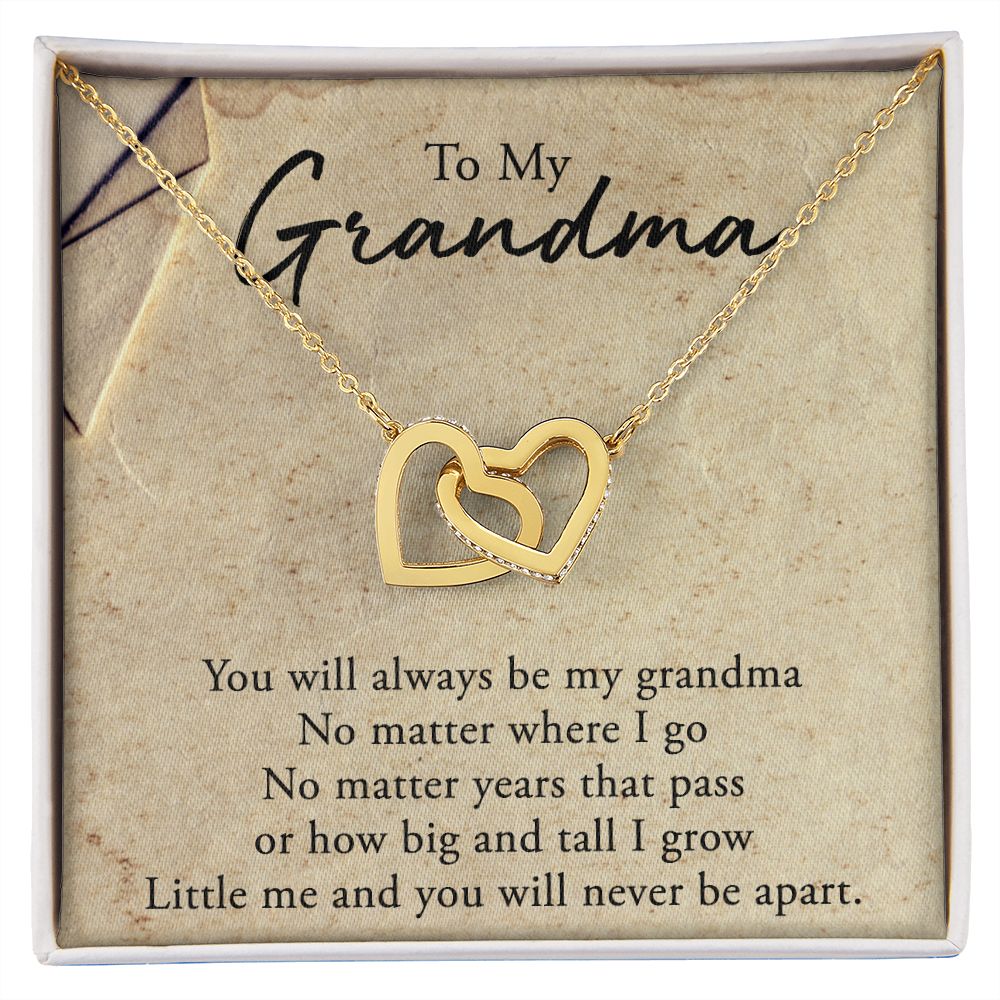 To My Grandma Necklace, Gift for Grandmother Necklace, Mothers Day Gift For Grandma Nana, Grandma Jewelry From Grandchildren GrandKids , Jewelry Box Gift For Grandma Grandmother5 Interlocking Hearts Necklace