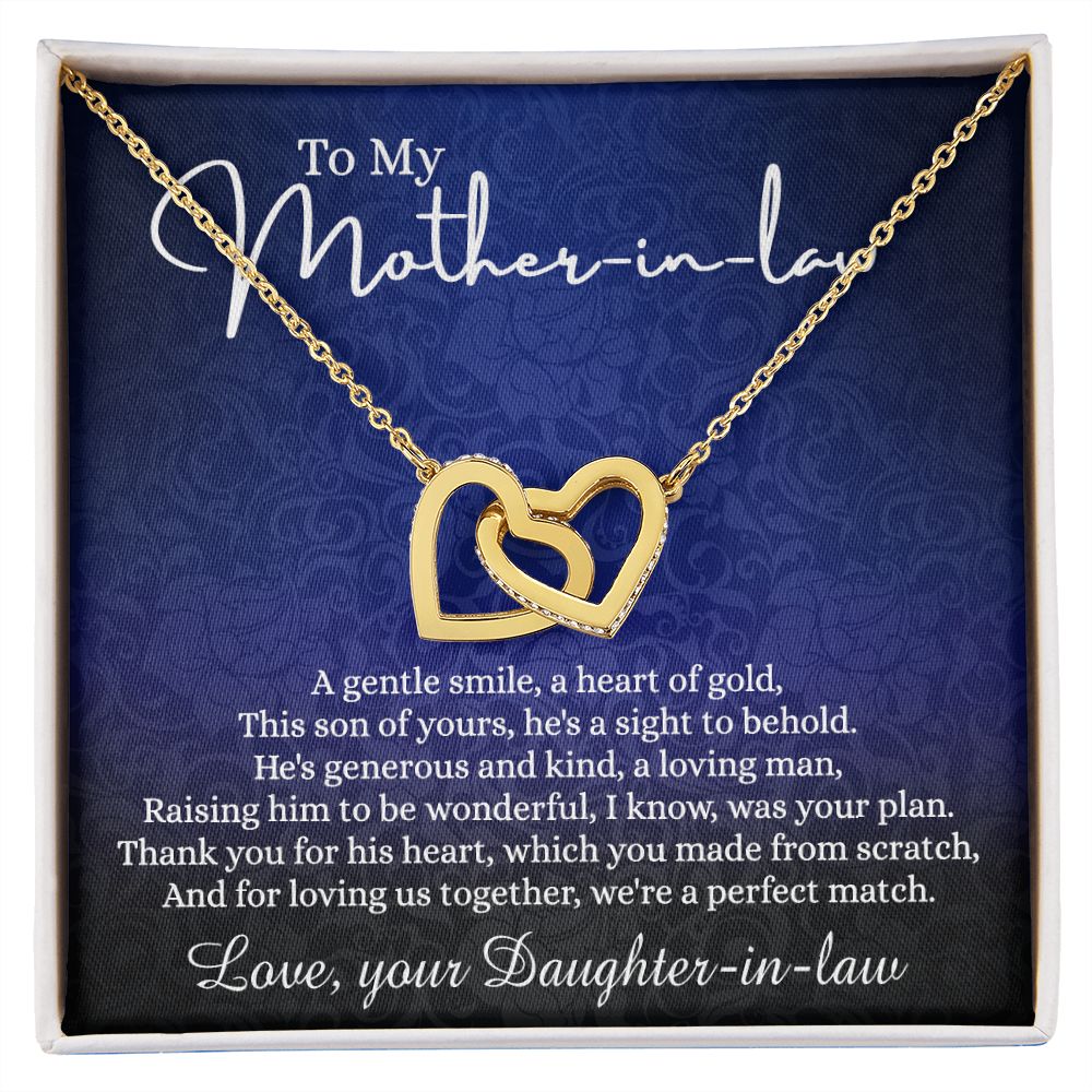 To My Mother in Law Necklace, Mother in Law Gift, Necklace for Mother in Law Jewelry Gift to My Mother-in-law on Wedding Day Mother's day gift for Mother in Law Birthday gift Interlocking Hearts Necklace