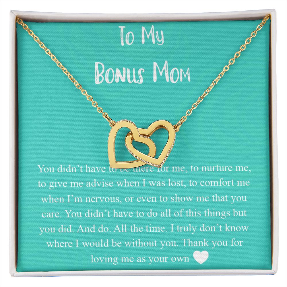 To My Bonus Mom Necklace, Mother's Day Gift for Step Mom, Love Knot Necklace Interlocking Hearts Necklace