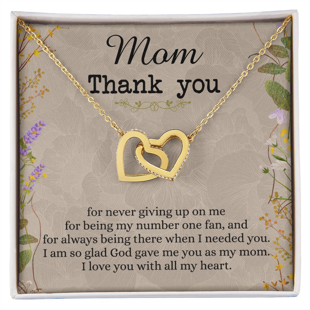 To My Mom Necklace, Thank you Mom Gift, Gift for Mom, Mother's Day Gift from Daughter, Mother Daughter gift, Gift from child, Gift for Mom, Mothers Day Necklace for Women Interlocking Hearts Necklace