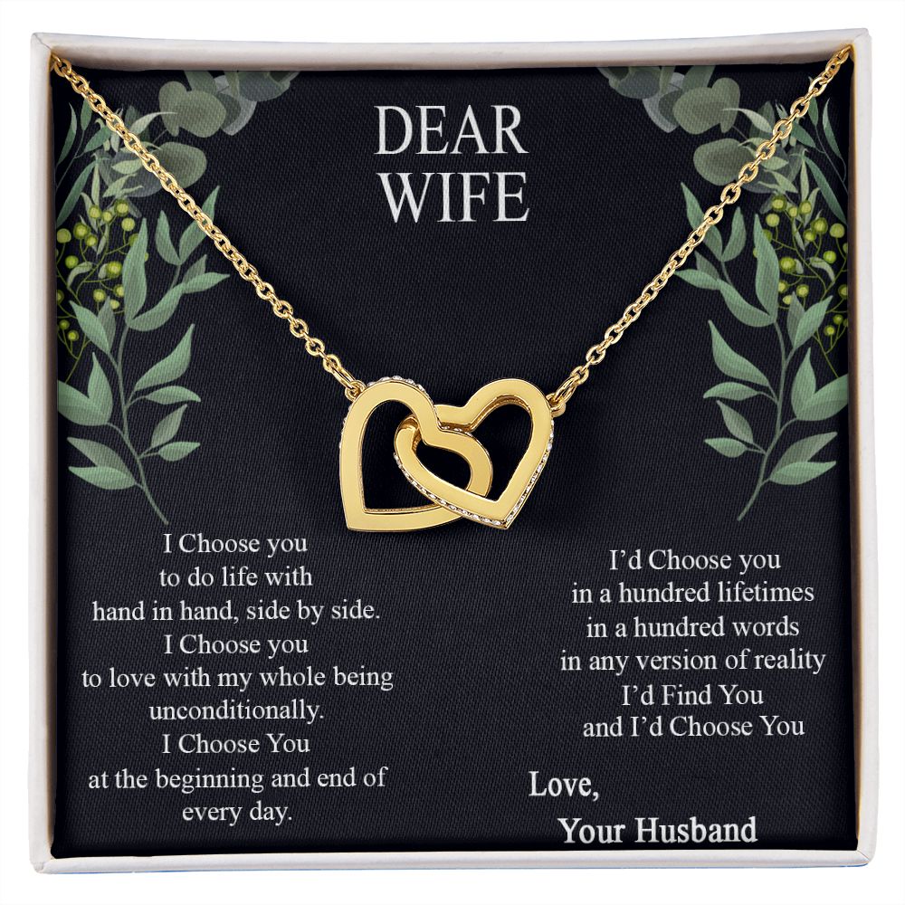 Birthday Gifts For Wife, Necklace Gifts For Wife From Husband, To My Wife Jewelry For Women , To My Wife Necklace  from Husband Wedding Anniversary Present For Wife, Beautiful Wife Jewelry Christmas12 Interlocking Hearts Necklace