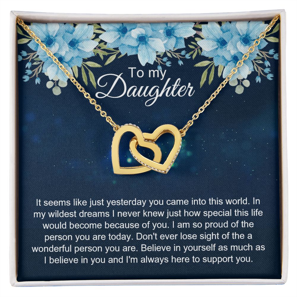 To My Daughter Gift Necklace from Mom, Mother and Daughter Necklace for Girls, Mother Daughter Gift Ideas, Jewelry Pendant Interlocking Hearts Necklace