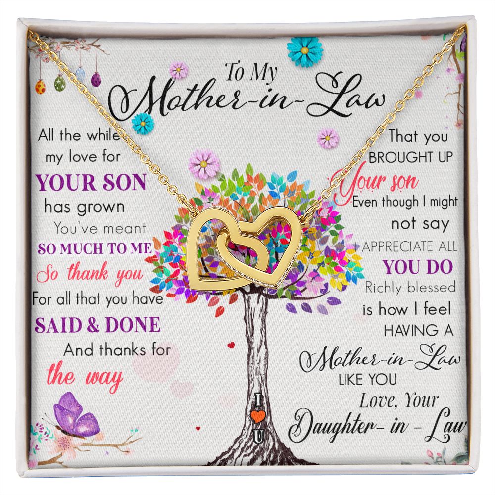 Mother in Law Necklace, Jewelry for Women, Future Mother in Law Gifts from Daughter in Law, Mother of Bride Gifts For Mother in Law, Birthday Gifts For Mother In Law From Daughter In Law72323 Interlocking Hearts Necklace