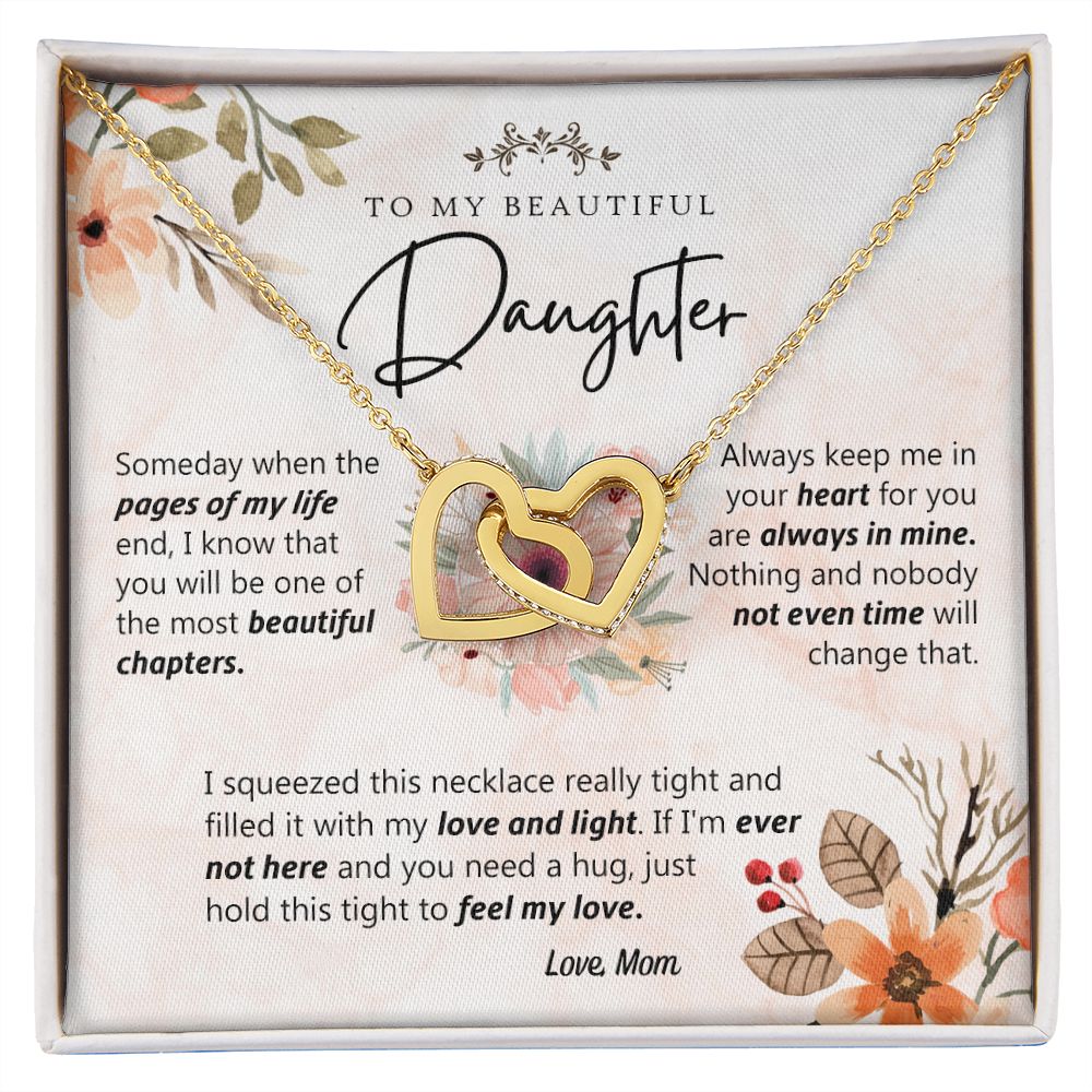 To My Beautiful Daughter Love Knot Necklace Christmas Gift For Daughter From Mom Interlocking Hearts Necklace