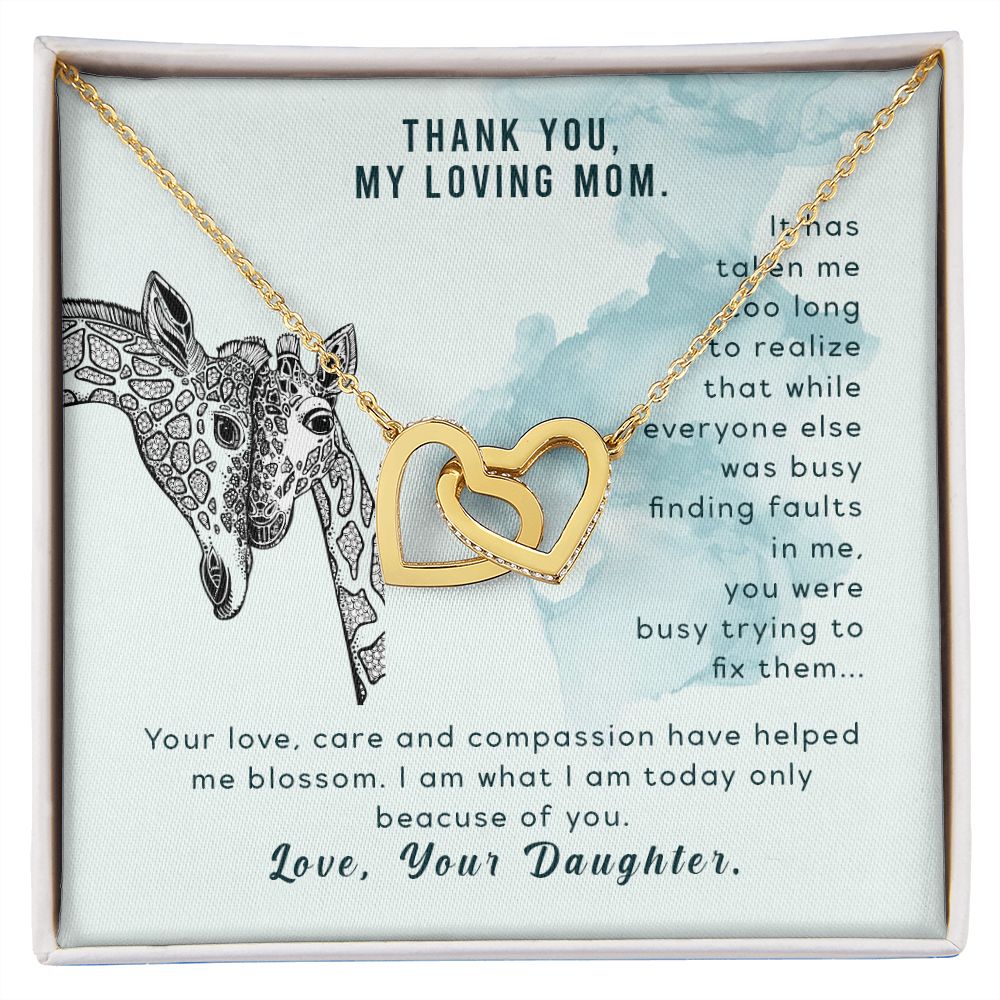 To My Thank You My Loving Mom Giraffe Necklace Pendant Gift From Mom Necklace Gift For To Daughter Birthday Daughter In Law Gift On Birthday Anniversary Gift 30821 Interlocking Hearts Necklace