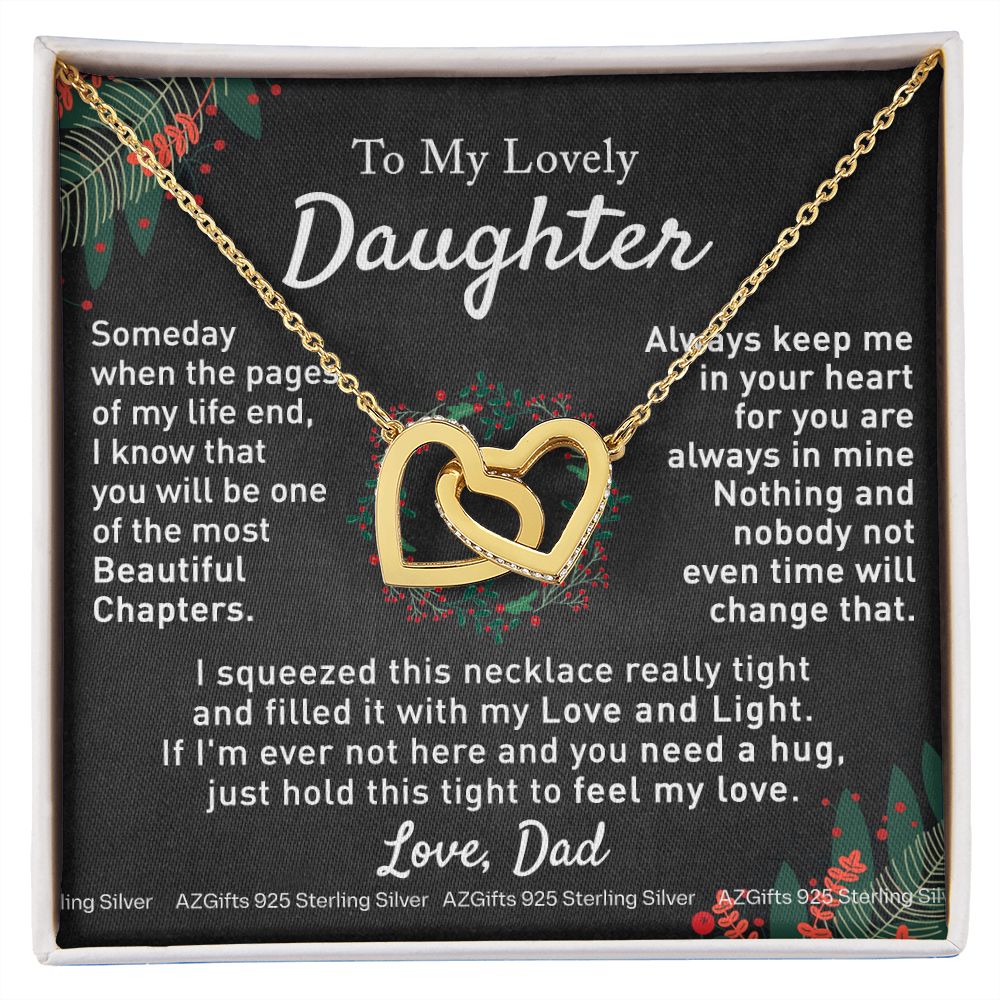 To My Daughter Necklace from Dad Father to Daughter Necklace for Daughter Gift for Daughter Wedding Gift Daughter Jewelry for Daughter Present for Christmas Birthday Gift Interlocking Hearts Necklace