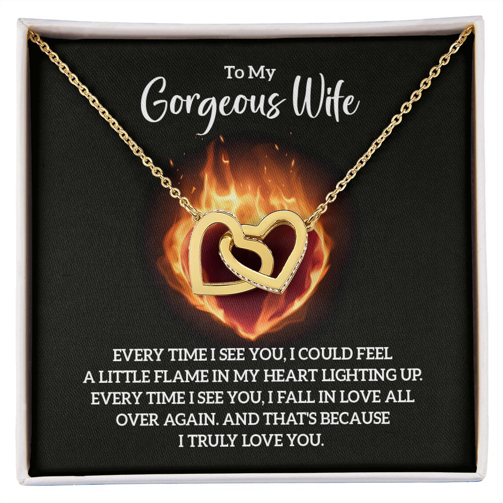 Birthday Gifts For Wife, Necklace Gifts For Wife From Husband, To My Wife Jewelry For Women , To My Wife Necklace  from Husband Wedding Anniversary Present For Wife, Beautiful Wife Jewelry Christmas32 Interlocking Hearts Necklace