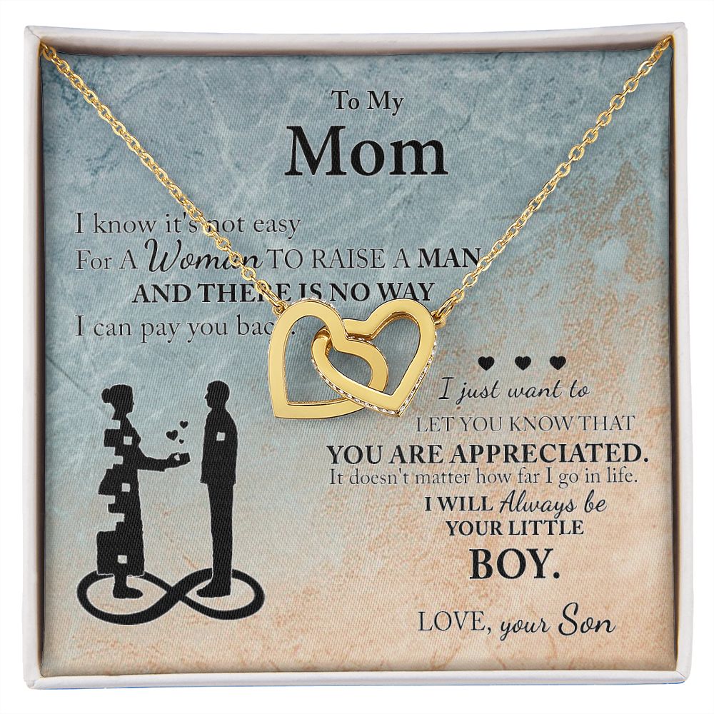 Mom Gift From Son To Mother Necklace Thoughtful Birthday Gift Sentimental Interlocking Hearts Necklace