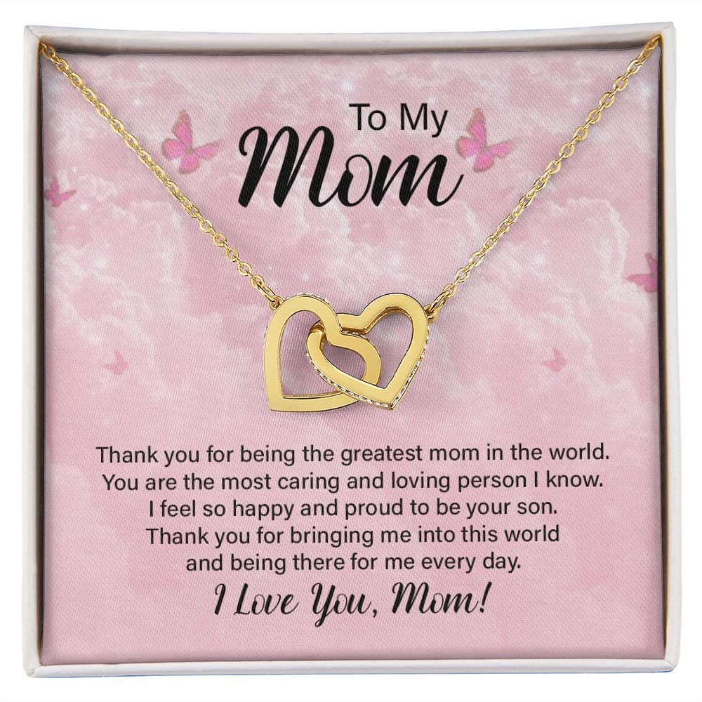 To My Mom Necklace, Gift For Mom, Mother's Day Gift from Daughter, Mom Jewelry Gift for Mothers Day, Birthday Gift for Mother, Moms Gift from Daughter Son, Necklace for Mom Mother 24 Interlocking Hearts Necklace