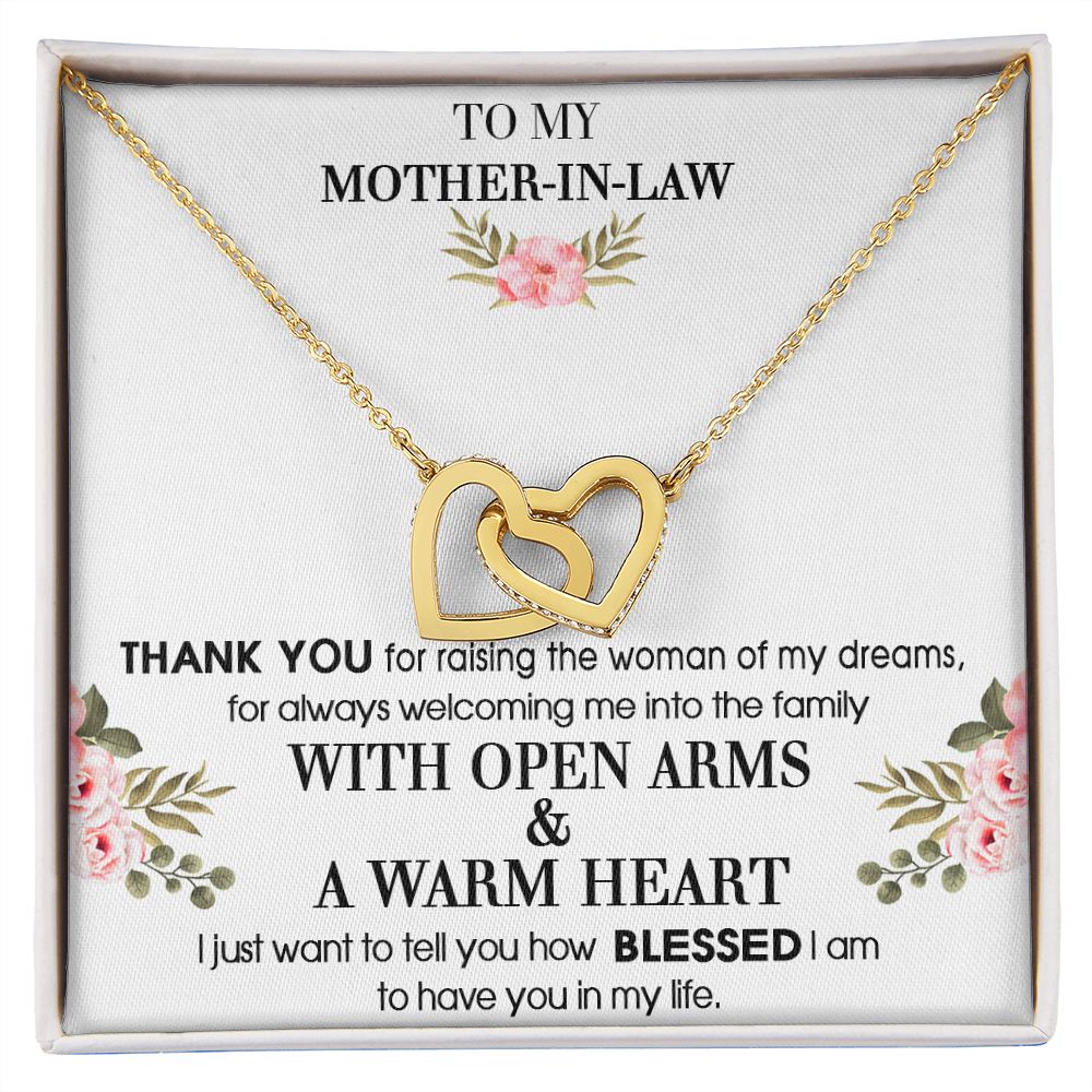 To My Mother-In-Law From Son-In-Law Thank You For Raising Interlocking Hearts Necklace