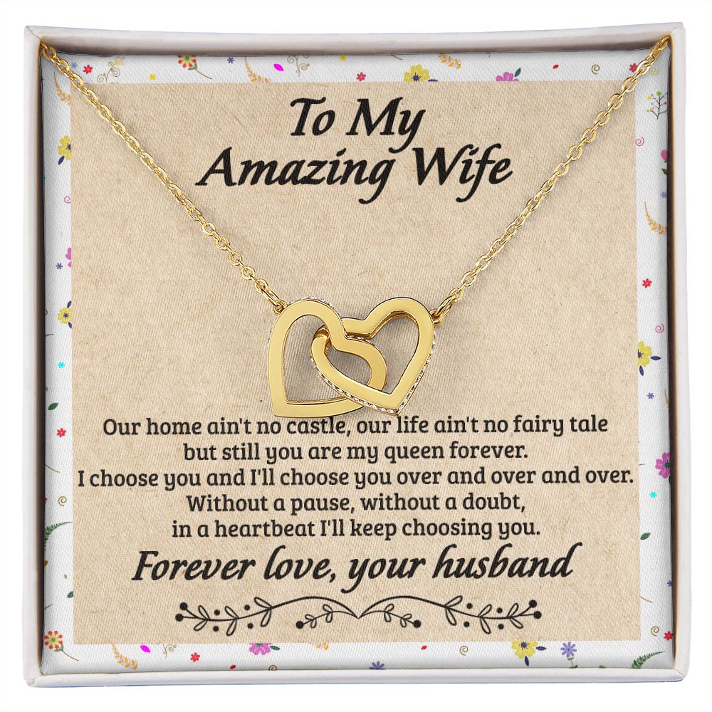 Birthday Gifts For Wife, Necklace Gifts For Wife From Husband, To My Wife Jewelry For Women , To My Wife Necklace  from Husband Wedding Anniversary Present For Wife, Beautiful Wife Jewelry Christmas18 Interlocking Hearts Necklace