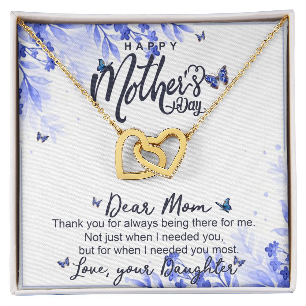 Happy Mother Day, Mothers Day Gifts Necklace, Gifts For Mom From Daughter Or Son Interlocking Hearts Necklace