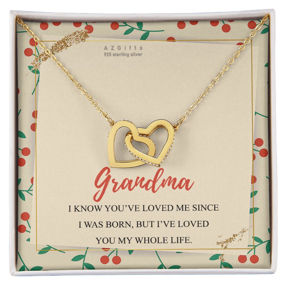 To My Grandma Necklace, Gift for Grandmother Necklace, Mothers Day Gift For Grandma Nana, Grandma Jewelry From Grandchildren GrandKids , Jewelry Box Gift For Grandma Grandmother15 Interlocking Hearts Necklace