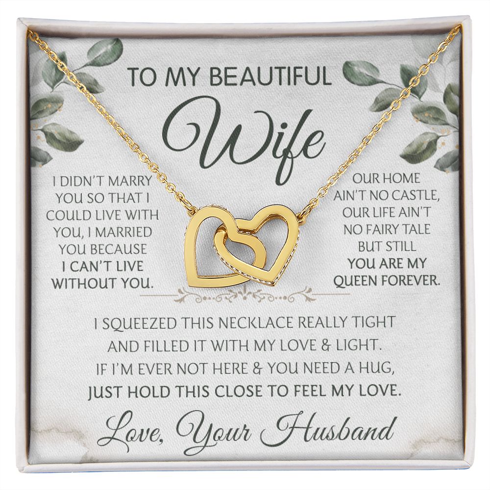 To My Beautiful Wife Necklace, Wedding Anniversary Jewelry For Women, Necklace For Wife from Husband, Gifts For Wife Birthday Gifts Necklace, Jewelry With Message Card In A Gift Box