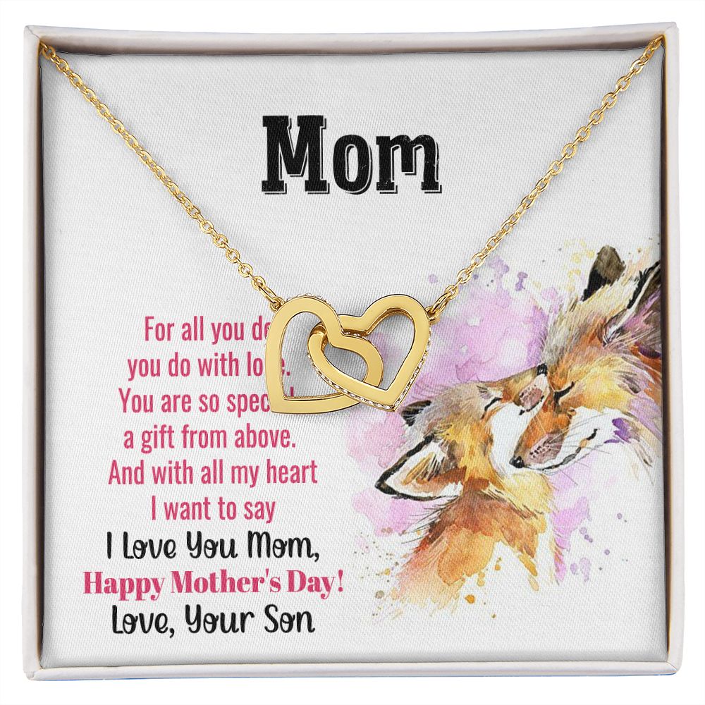 Mom Necklace Gifts for Mom from Daughter to Mom Gifts for Mothers Day from Daughter, To My Mom Necklace from Daughter to Mom Birthday Gifts Necklace with Message Card and Gift Box2241 Interlocking Hearts Necklace