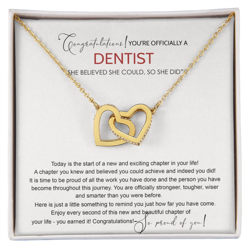 Dentist Graduation Gift Necklace, Dental Student Graduation Gift, Doctor of Dental Medicine Graduate, Dentist Jewelry Dentist Necklace For Daughter Sister Necklace For Her Granddaughter Interlocking Hearts Necklace