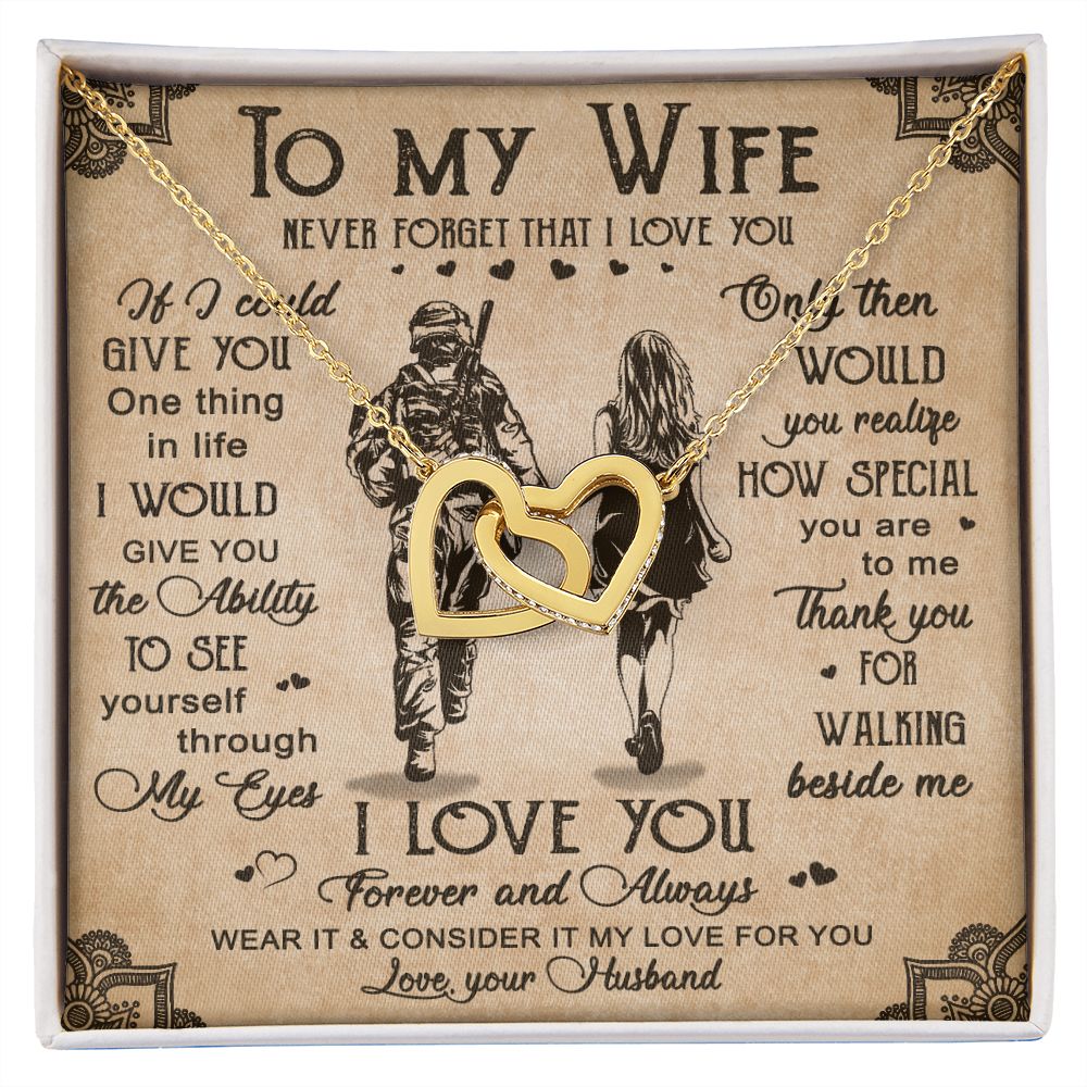 Birthday Gifts For Wife, Necklace Gifts For Wife From Husband, To My Wife Jewelry For Women , To My Wife Necklace  from Husband Wedding Anniversary Present For Wife, Beautiful Wife Jewelry Christmas20 Interlocking Hearts Necklace