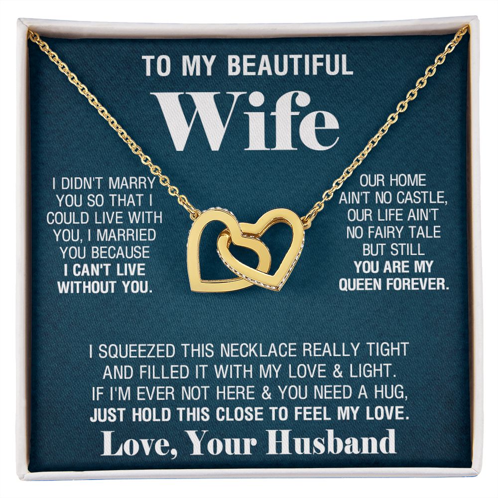 To My Beautiful Wife Necklace, Wedding Anniversary Jewelry For Women, Necklace For Wife from Husband, Gifts For Wife Birthday Gifts Necklace, Jewelry With Message Card In A Gift Box