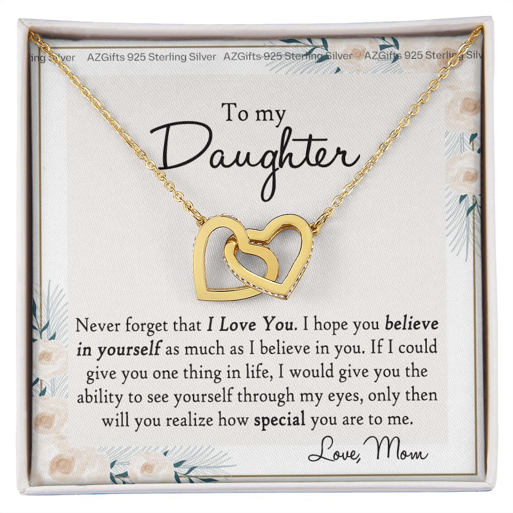 Mother Mom Daughter Necklace Hearts Pendant Necklace Jewelry Gifts for Mom Mother Daughter Jewelry Gift for Women Present for Birthday Anniversary Christmas Interlocking Hearts Necklace