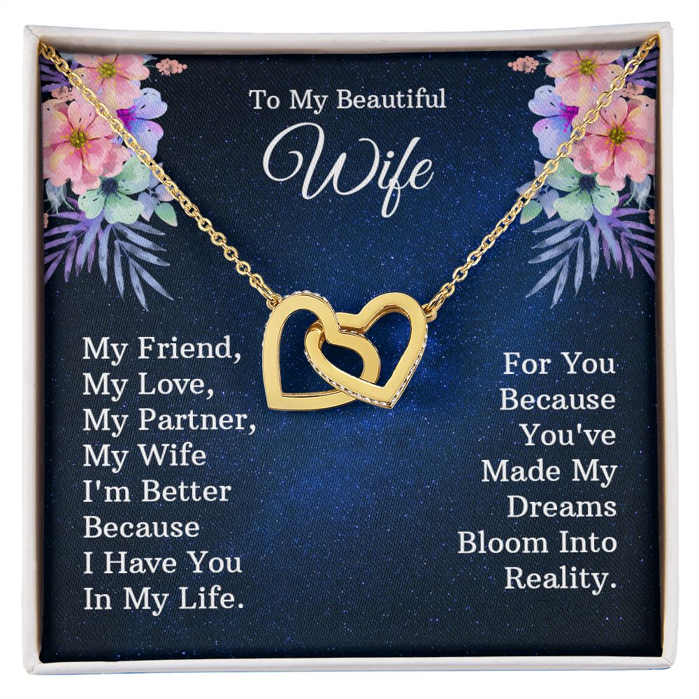 To My Beautiful Wife Necklace, Wedding Anniversary Jewelry For Women, Necklace For Wife from Husband, Gifts For Wife Birthday Gifts Necklace, Jewelry With Message Card In A Gift Box