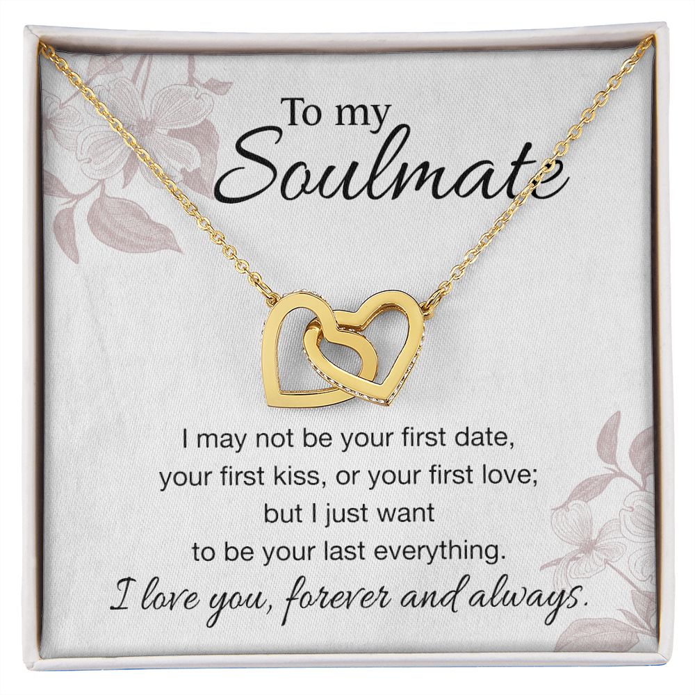 To My Soulmate Necklace for Women Birthday Valentines Day Jewelry Gifts For My Wife with Message Card Box Personalized Gift Present Pendant for Future Wife Soulmate Girlfriend Love 3 Interlocking Hearts Necklace