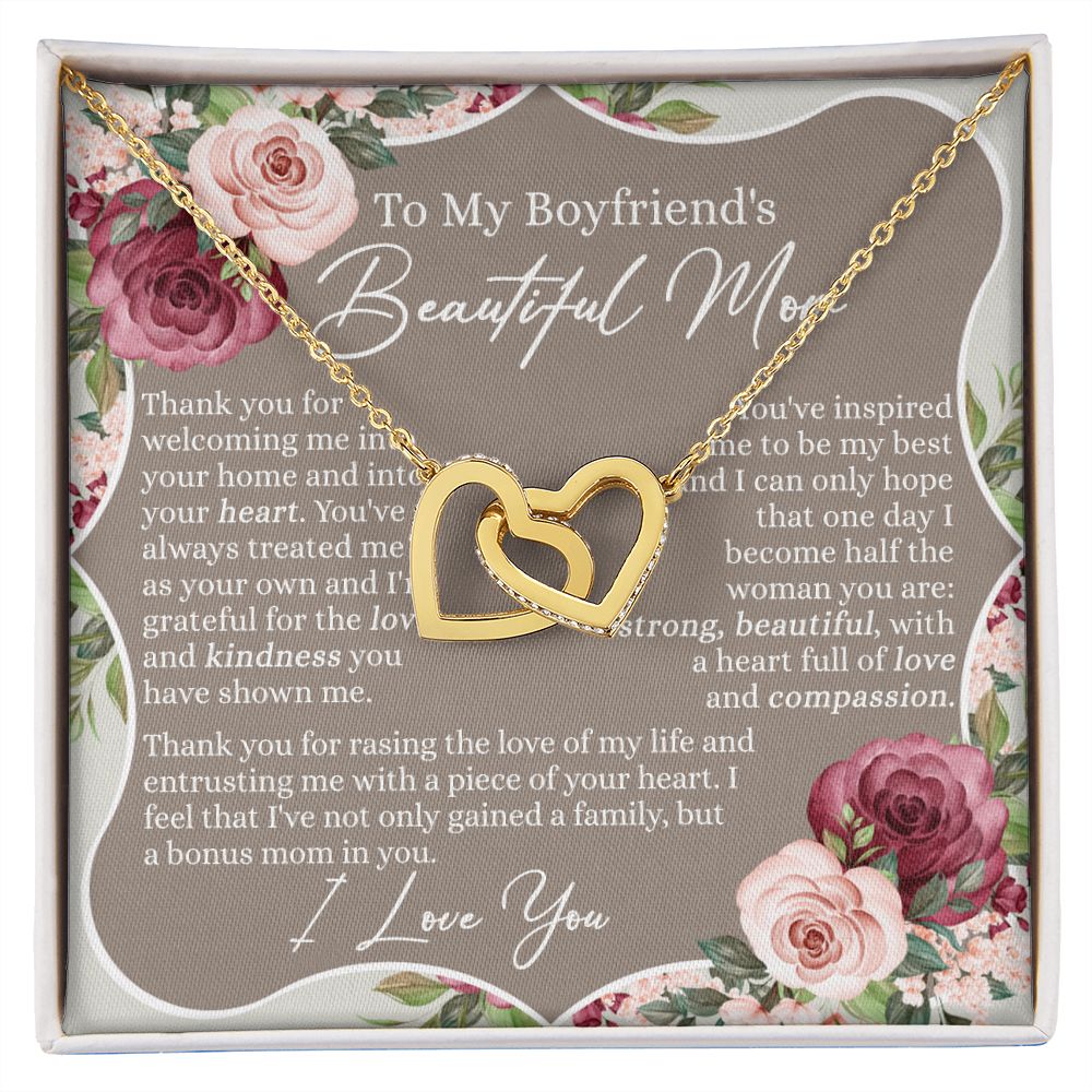 To My Boyfriend's Mom Necklace, Sentimental Gifts For Boyfriend's Mom, Necklace for Boyfriend's Mom, Thank You Gift for Boyfriend's Mom, Mothers Day Gift for Boyfriend's Mom Interlocking Hearts Necklace