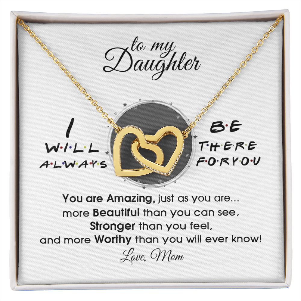 Mother Daughter Gift Ideas, To My Daughter Gift Necklace from Mom, Jewelry Pendant Present for Daughter, Birthday Christmas Gift Graduation Gifts for Daughters, Mother and Daughter Necklace 33 Interlocking Hearts Necklace