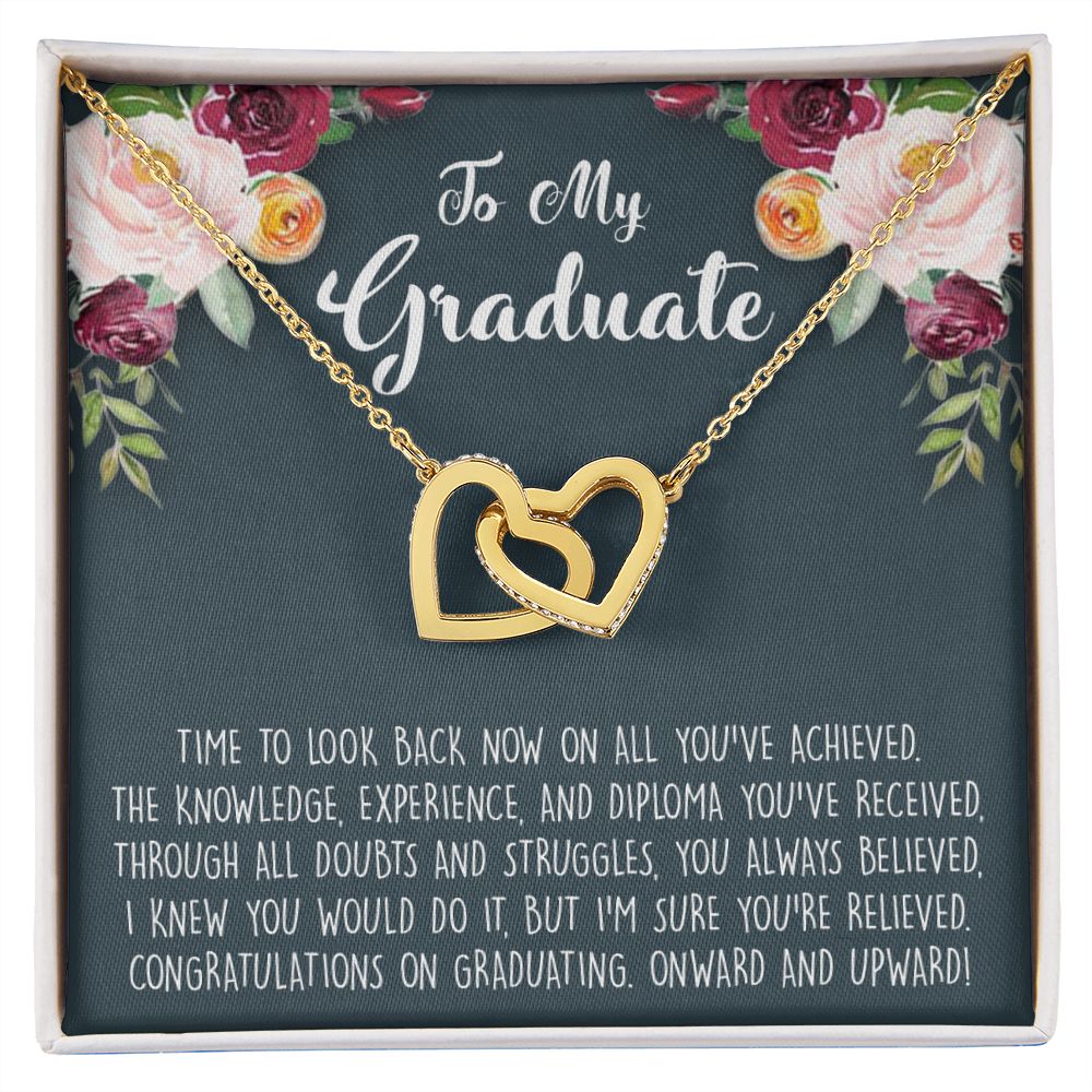 Graduation Gift Necklace for Girls Jewelry, College, High School, Elementary School, Senior Graduation Congrats Graduation Pendants Gift For Daughter, Granddaughter, Niece, Sister Interlocking Hearts Necklace