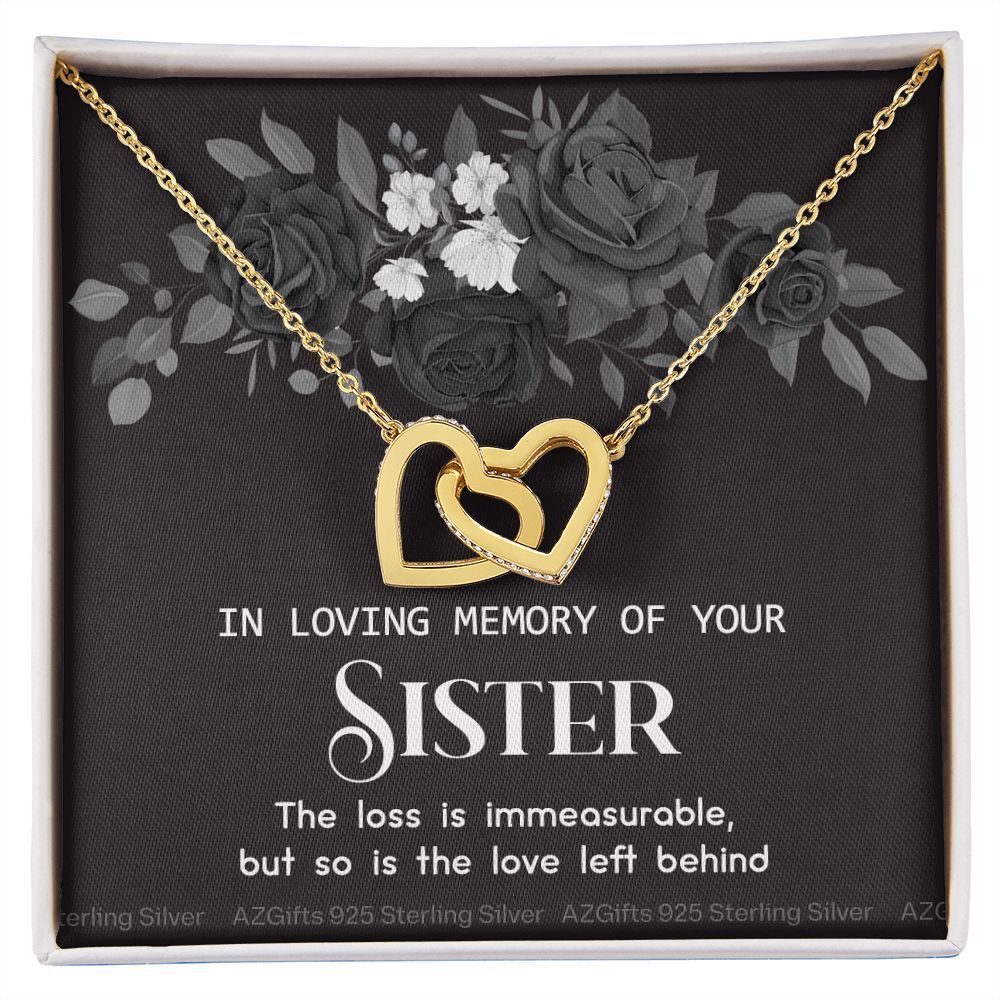 In Memory Of Your Sister, Sympathy Gift Loss Of Sister, Sympathy Gift Box, Loss Of Sister Necklace, Loss Of Sister, Loss Of A Sister Interlocking Hearts Necklace