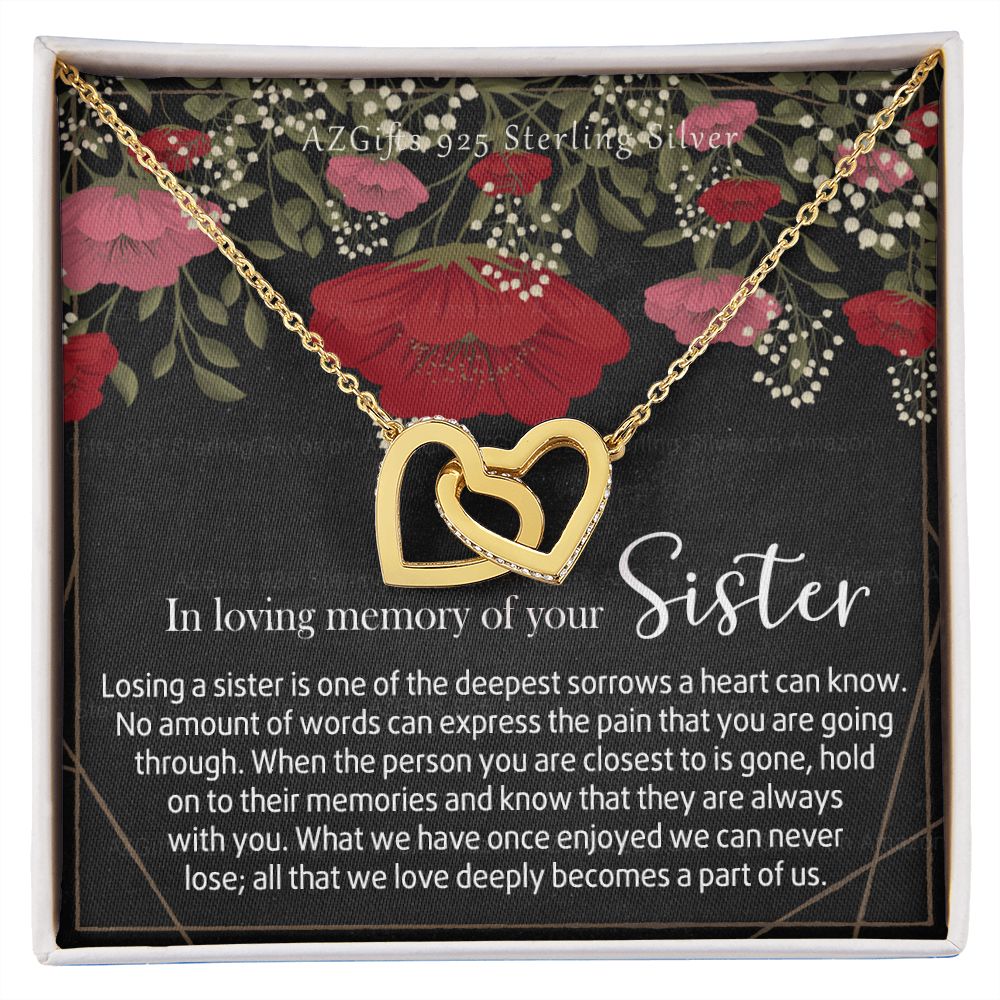 In Loving Memory of Your Sister Necklace Grief Gifts for Grieving Gift for Memorial Pendant Necklace Gifts for Remembrance Gifts for Bereavement Gifts Sorry for Your Loss 301 Interlocking Hearts Necklace