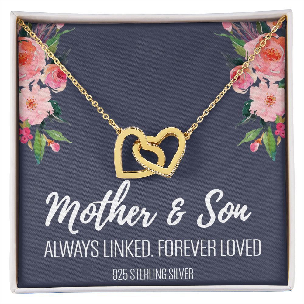 Gift For Mom From Son, Mother Son Gifts, Happy Mother's Day Necklace, Mom Gift Interlocking Hearts Necklace