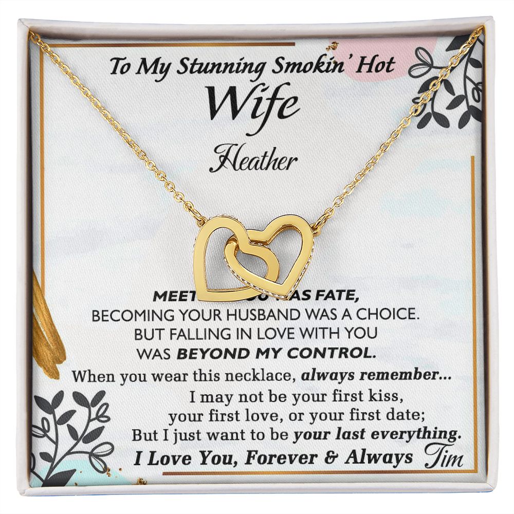 To My Wife Necklace from Husband, Personalized Necklace for Women, Luxury Necklace for Wife from Man Men, Wedding Anniversary Present For Wife, Beautiful Wife Jewelry Christmas Birthday Gift For Wife22 Interlocking Hearts Necklace