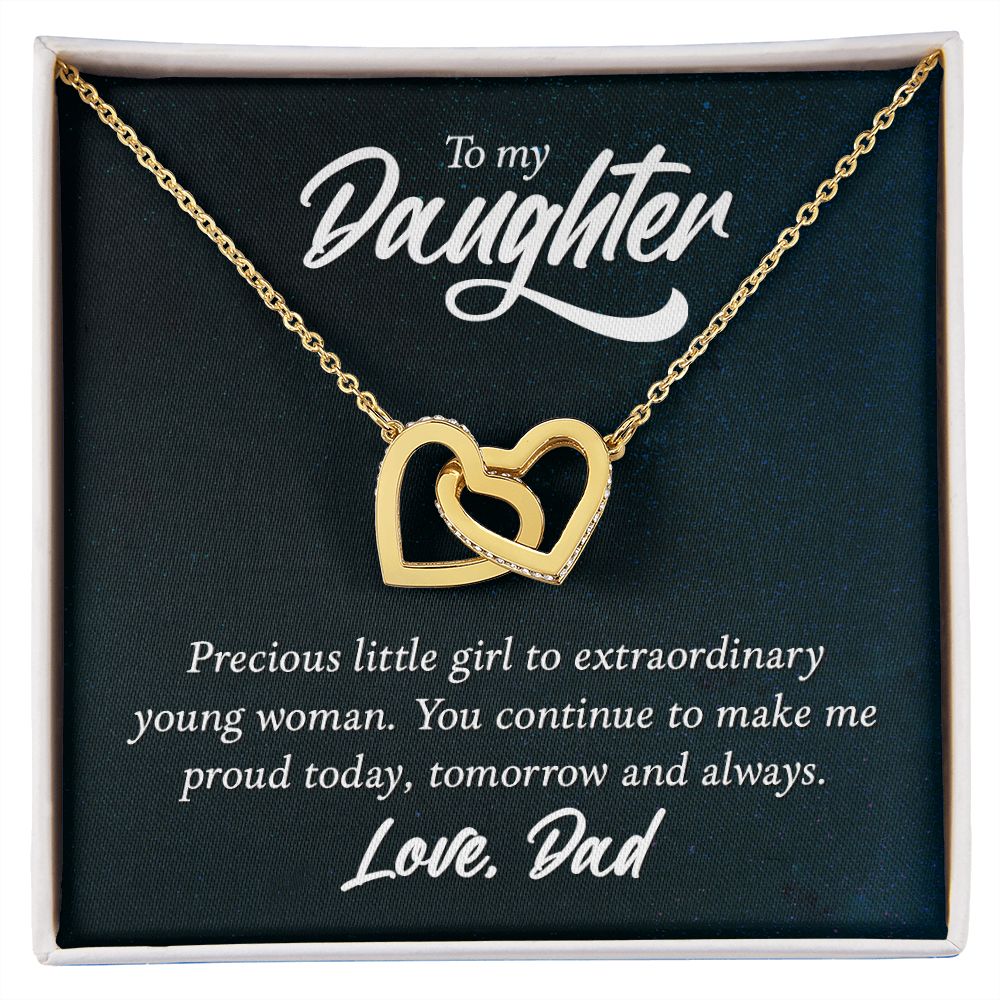 To My Daughter Necklaces Pendants - Father and Daughter Necklace - Gift from Daddy - Luxury Necklace Silver On Birthday, Anniversary - Includes Gift Box Interlocking Hearts Necklace