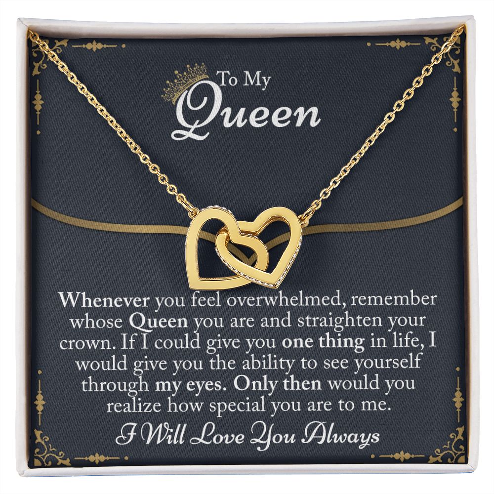 To My Queen Gift For Her Jewelry Gift Her Gift for Her Christmas Necklace Interlocking Hearts Necklace