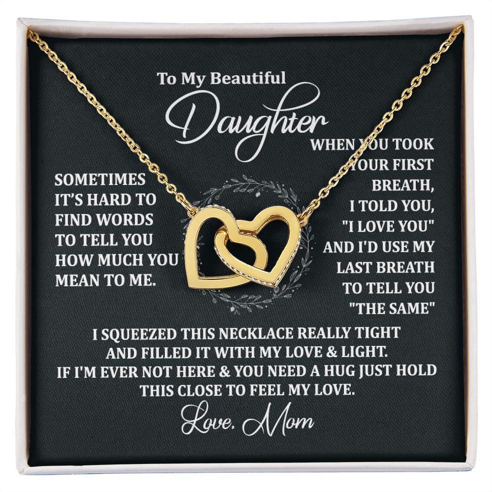 Mother Daughter Gift Ideas, To My Daughter Gift Necklace from Mom, Jewelry Pendant Present for Daughter, Birthday Christmas Gift Graduation Gifts for Daughters, Mother and Daughter Necklace 2135 Interlocking Hearts Necklace