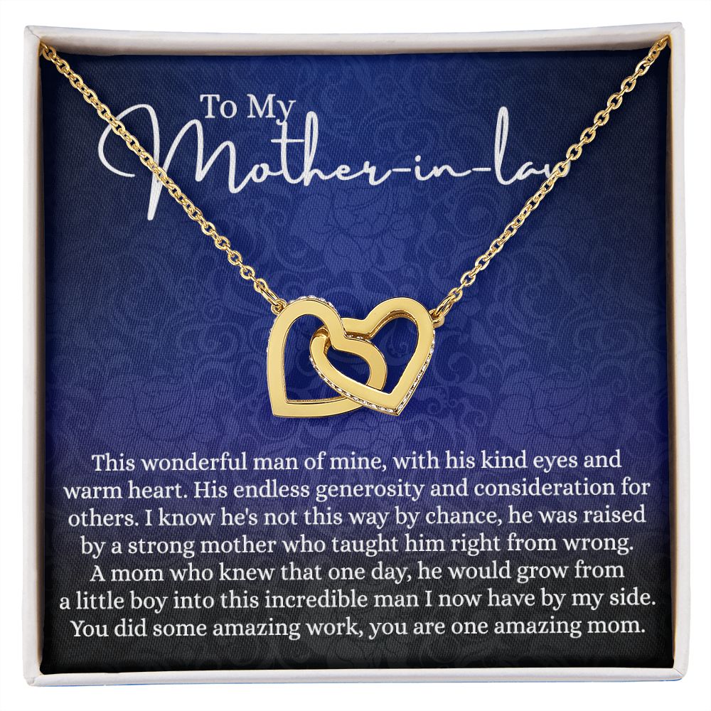 To My Mother in Law Necklace, Mother in Law Gift, Gift for Mother in Law Necklace Jewelry Gift to My Mother-in-law on Wedding Day Mother's day gift for Mother in Law Birthday gift Interlocking Hearts Necklace
