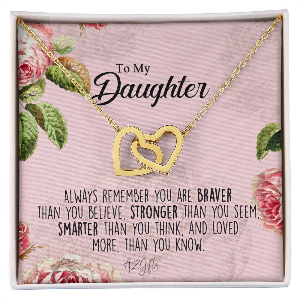 To My Daughter Gift Necklace from Mom, Mother and Daughter Necklace for Girls, Mother Daughter Gift Ideas, Jewelry Pendant Interlocking Hearts Necklace