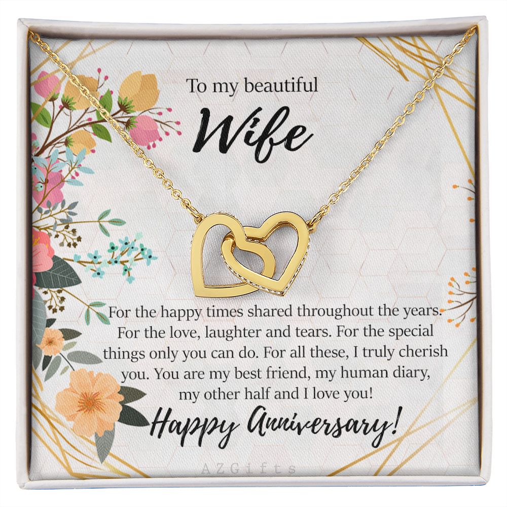 To My Wife Necklace from Husband, Personalized Necklace for Women, Luxury Necklace for Wife from Man Men, Wedding Anniversary Present For Wife, Beautiful Wife Jewelry Christmas Birthday Gifts For Wife8 Interlocking Hearts Necklace