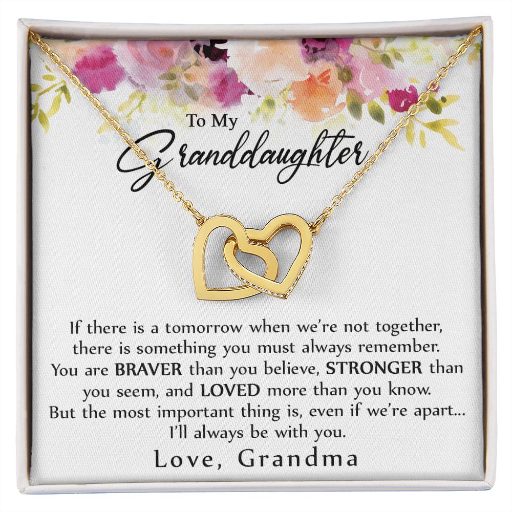 To My Granddaughter Love Knot Necklace, Graduation Gift For Girl From Grandma Interlocking Hearts Necklace