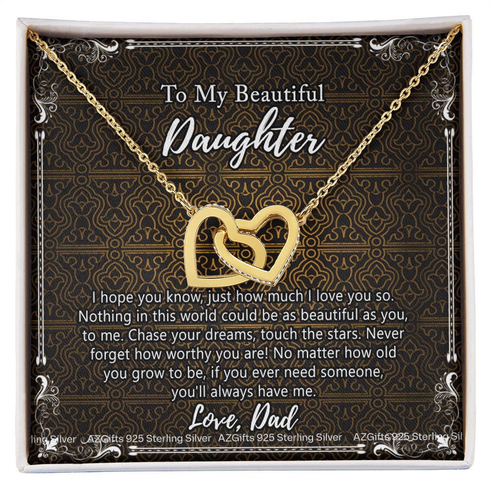 Daughter Gift From Dad Father To My Daughter Necklace for Daughter Jewelry Necklace Meaningful Jewelry Personalized Jewelry Gifts For Women Girls Her Interlocking Hearts Necklace